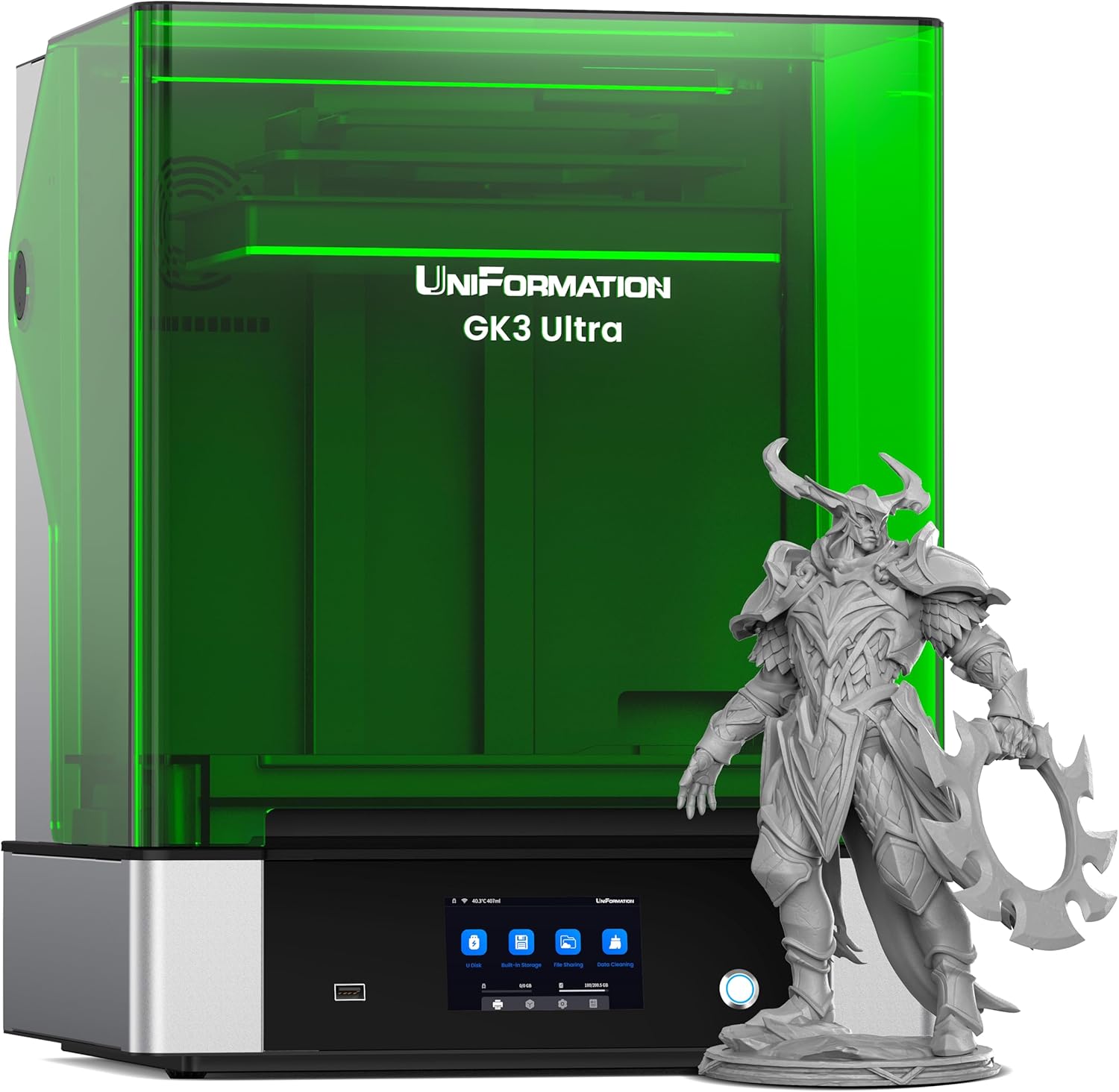 Hay una revolución futurista de las naves industriales 2 UNIFORMATION* IMPRESORA 3D DE RESINA GRANDE GK3 ULTRA 13,5 PULGADAS 16K UHD MONO LCD PANTALLA 3D 160 x 160 x 300 MM VOLUMEN DE CONSTRUCCIÓN CON SISTEMA DE CALEFACCIÓN INTELIGENTE